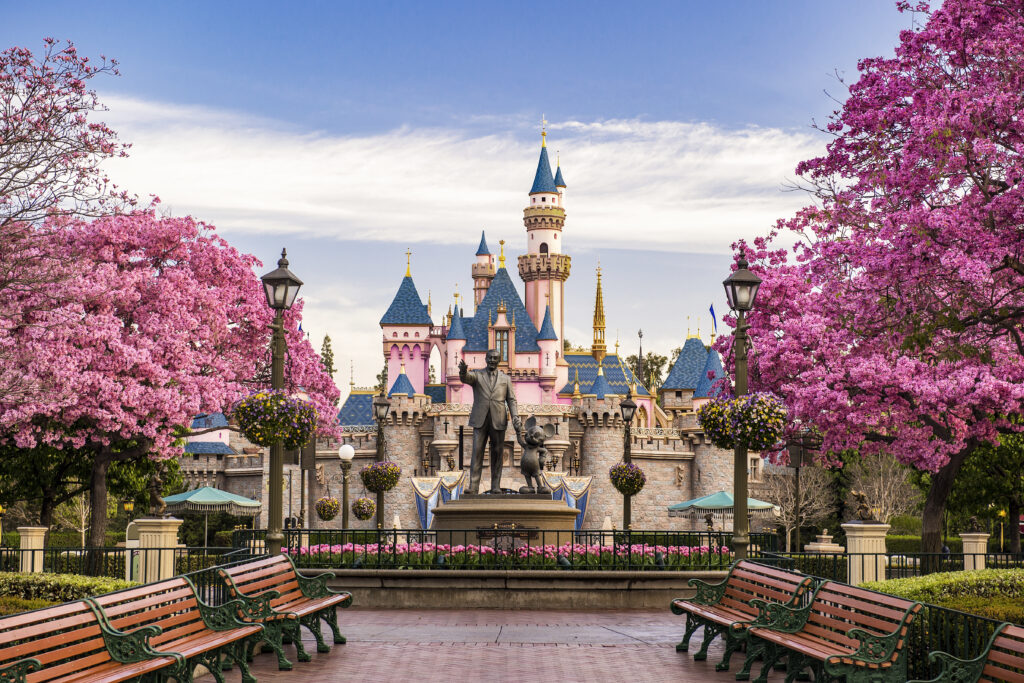 Sleeping Beauty Castle in Disneyland Park, in the springtime